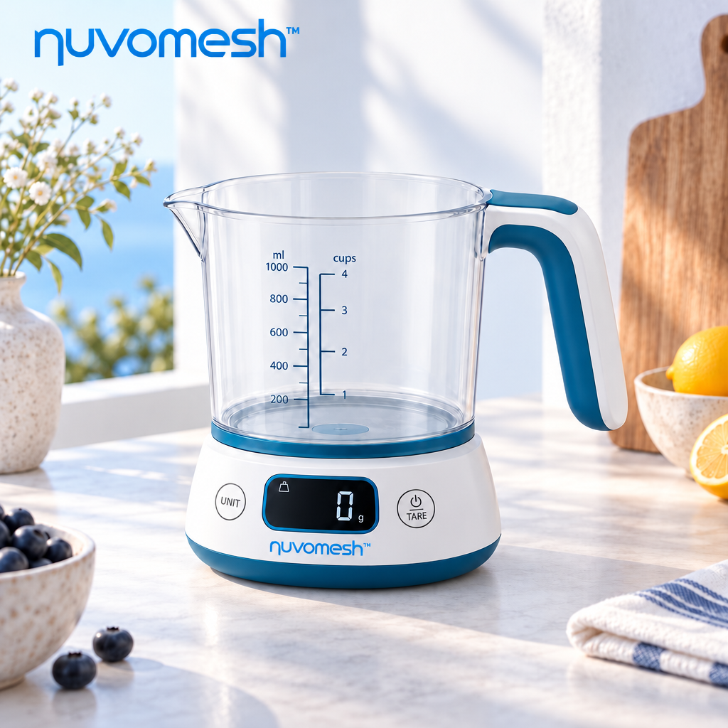 nuvomesh™ Digital Measuring Cup with Integrated Weight Display and Detachable Container