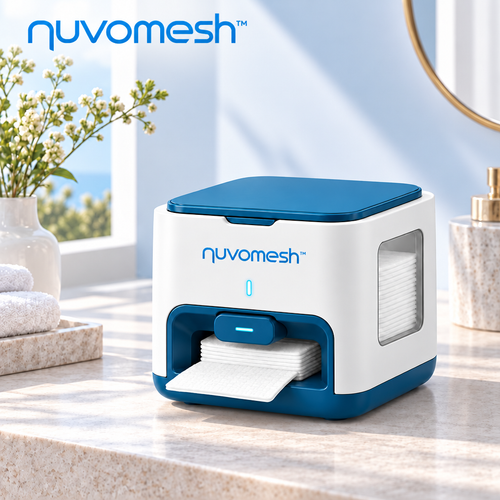 nuvomesh™ Automatic Cotton Pad Dispenser with One-Touch Release and Refillable Storage Compartment