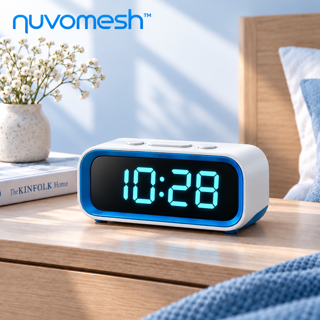 nuvomesh™ Digital Bedside Alarm Clock with Large Display and Adjustable Brightness