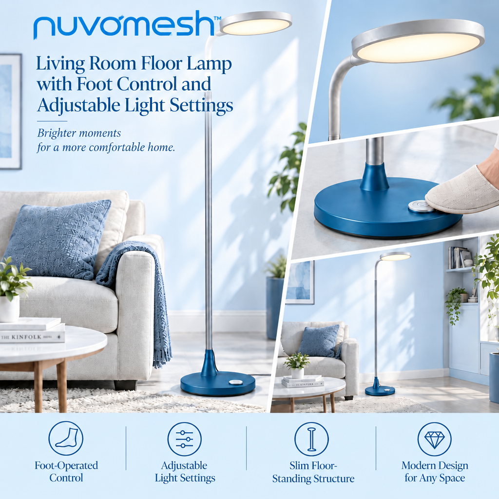 nuvomesh™ Living Room Floor Lamp with Foot Control and Adjustable Light Settings