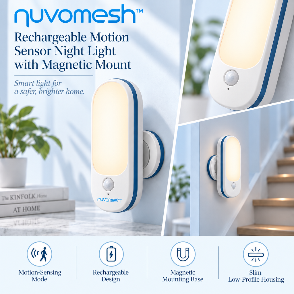 nuvomesh™ Rechargeable Motion Sensor Night Light with Magnetic Mount