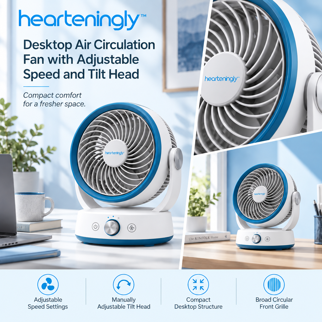 nuvomesh™ Desktop Air Circulation Fan with Adjustable Speed and Tilt Head