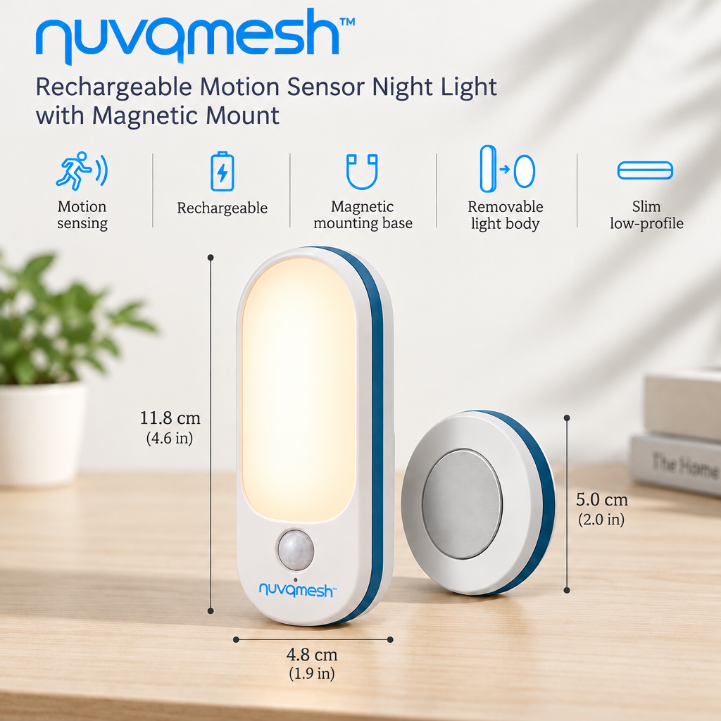 nuvomesh™ Rechargeable Motion Sensor Night Light with Magnetic Mount