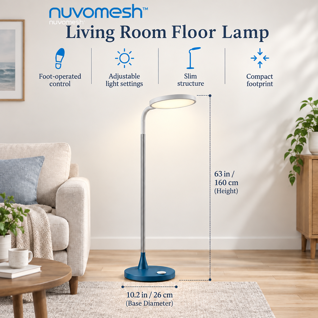 nuvomesh™ Living Room Floor Lamp with Foot Control and Adjustable Light Settings