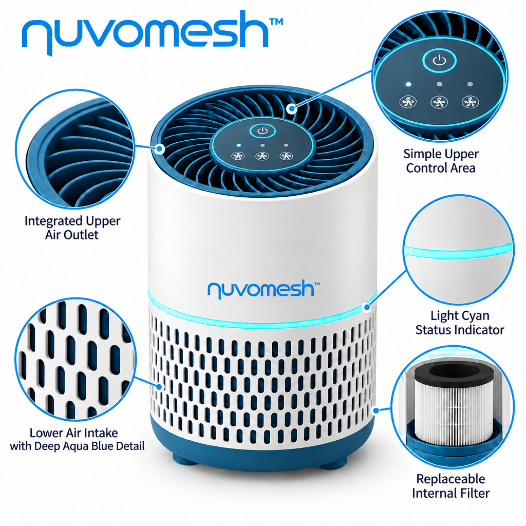 nuvomesh™ Compact Air Purifier with Multi-Speed Control and Replaceable Filter