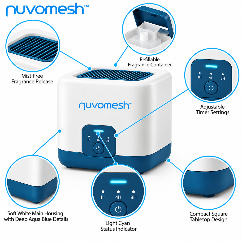nuvomesh™ Automatic Fragrance Diffuser with Adjustable Timer and Mist-Free Design
