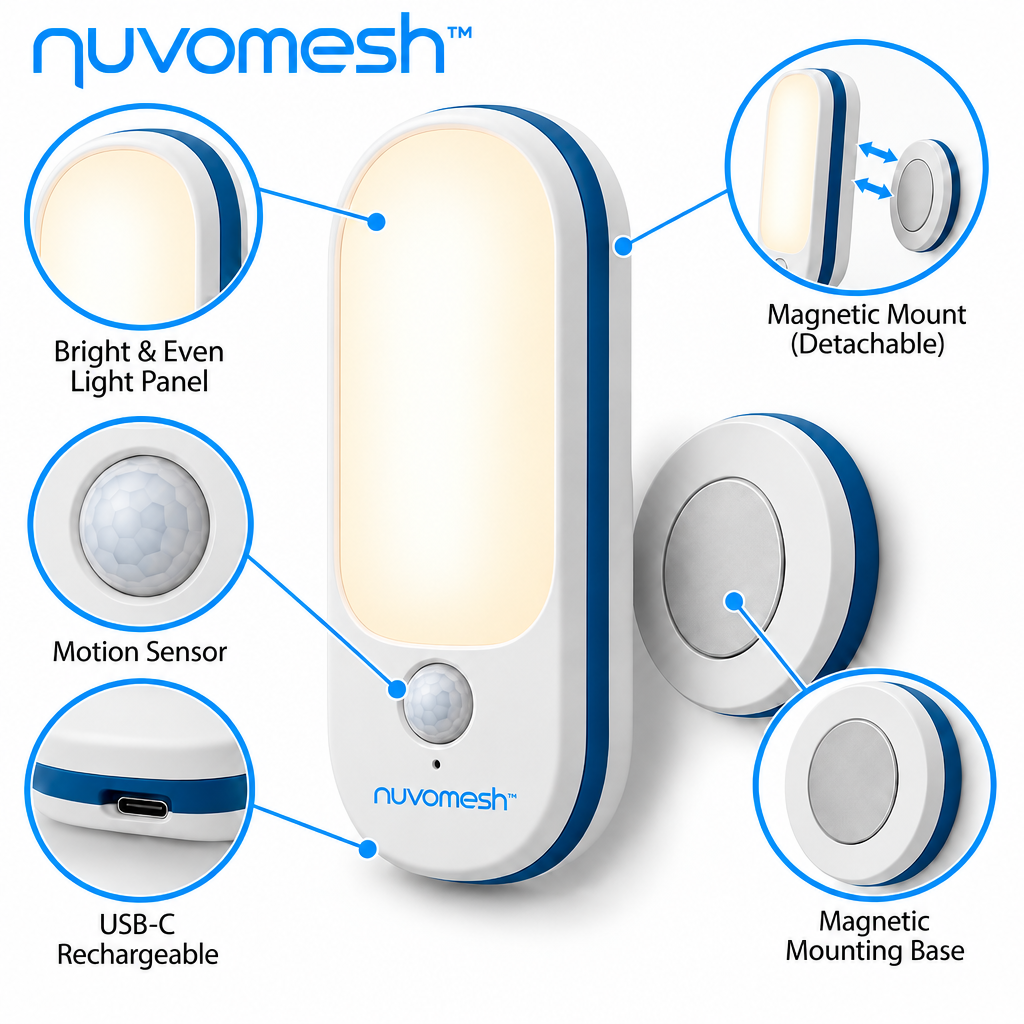 nuvomesh™ Rechargeable Motion Sensor Night Light with Magnetic Mount