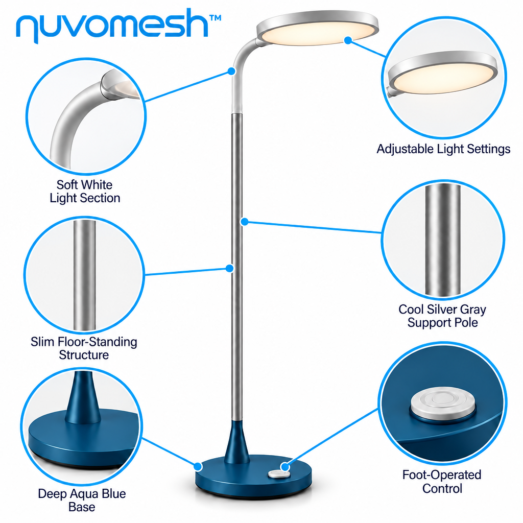 nuvomesh™ Living Room Floor Lamp with Foot Control and Adjustable Light Settings