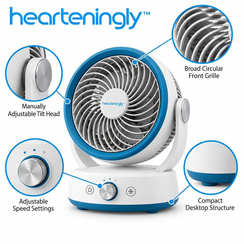 nuvomesh™ Desktop Air Circulation Fan with Adjustable Speed and Tilt Head