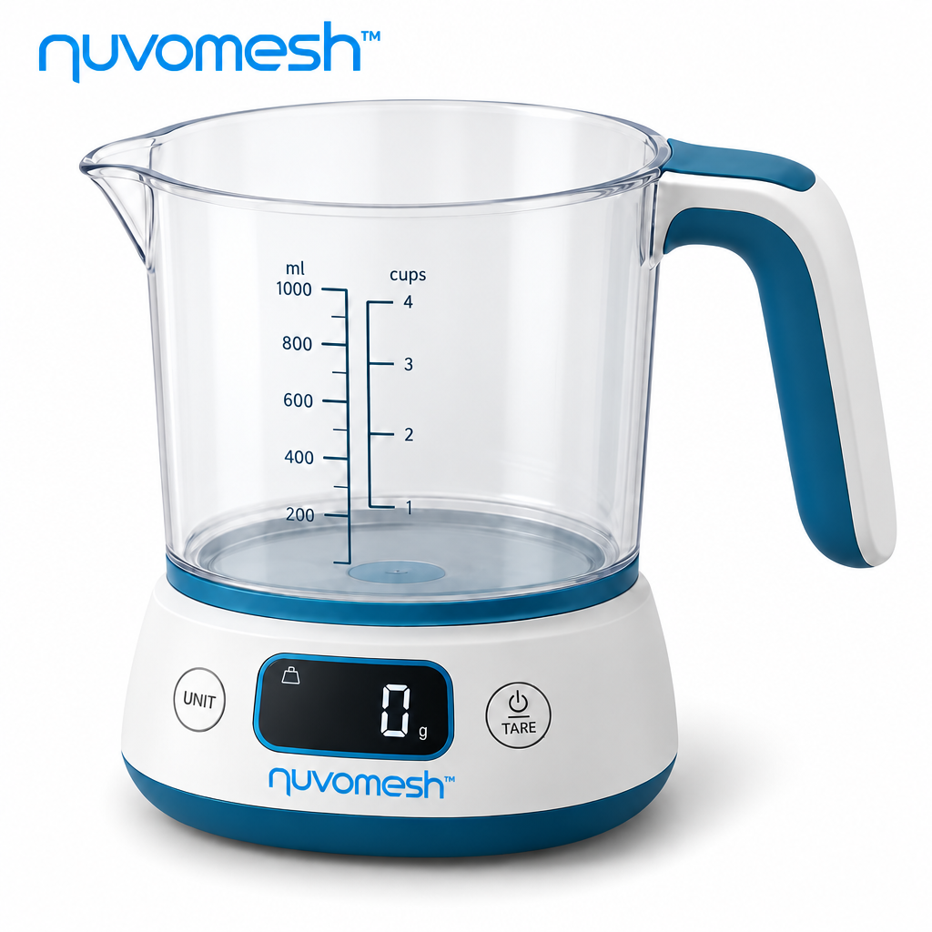 nuvomesh™ Digital Measuring Cup with Integrated Weight Display and Detachable Container