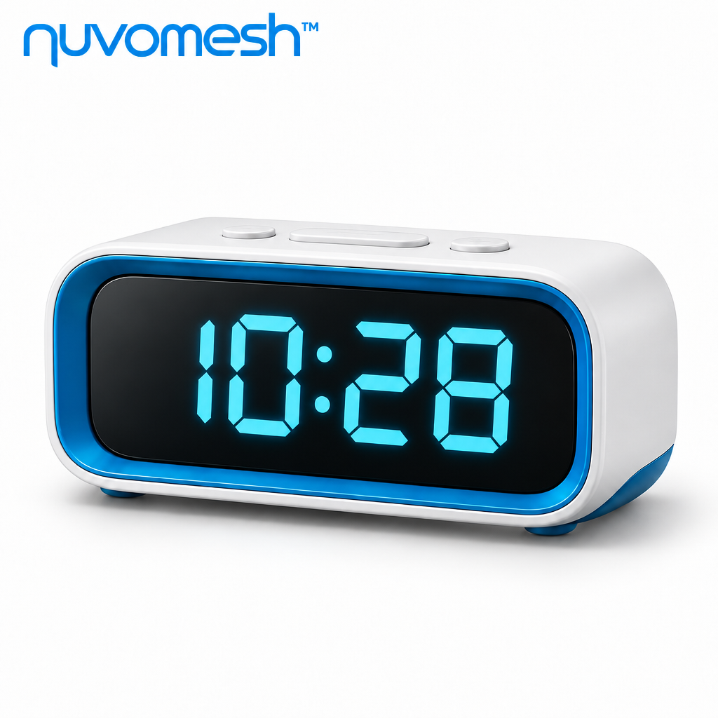 nuvomesh™ Digital Bedside Alarm Clock with Large Display and Adjustable Brightness