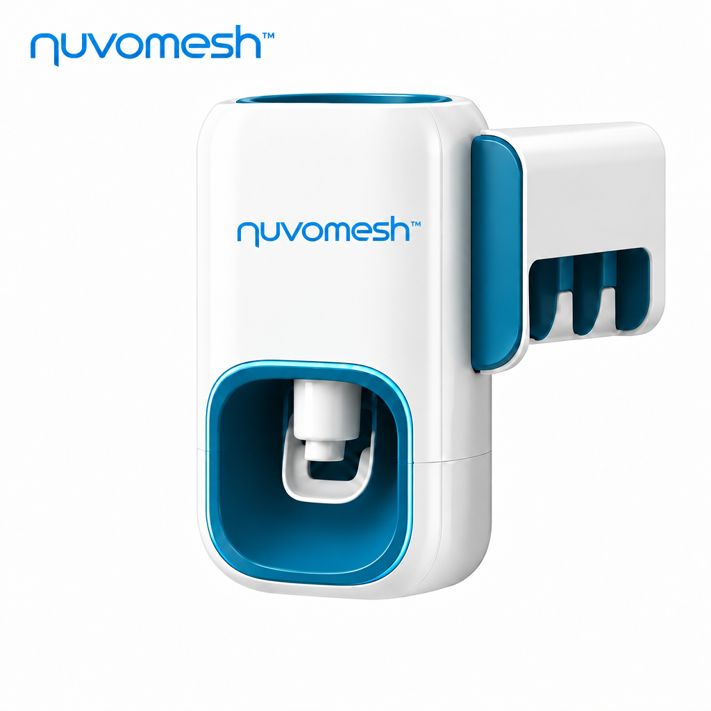 nuvomesh™ Automatic Toothpaste Dispenser with Wall-Mounted Storage Design